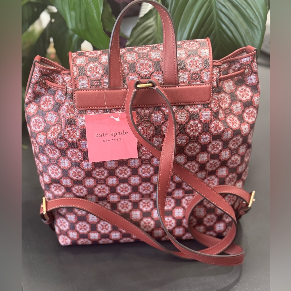 Kate Spade Monogram Flower Mia
Medium Flap Backpack in Garnet Rose - Picture 3 of 6